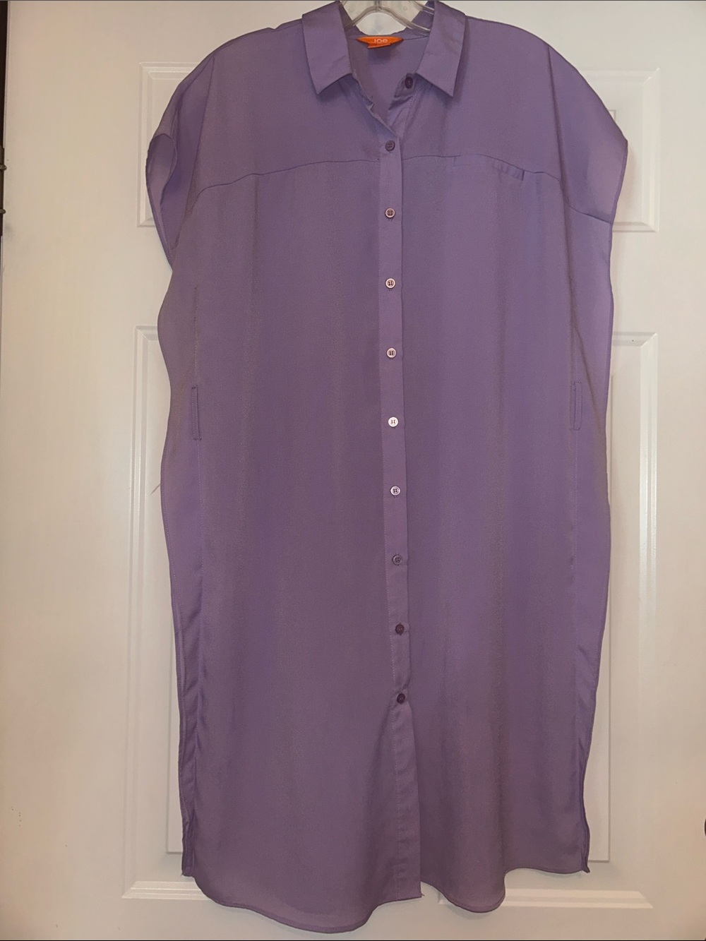 Joe Fresh Full Button-Front Oversized Shirt Dress Lilac Career Casual